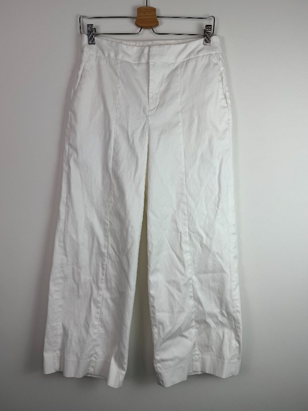 Everlane The Wide Leg High Rise Cotton Work Preppy Pant Off White 4